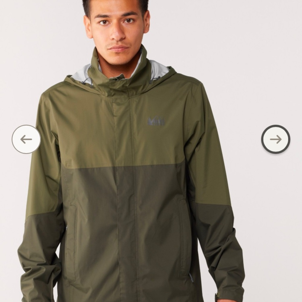 REI Men's Rainier Green Rain Jacket